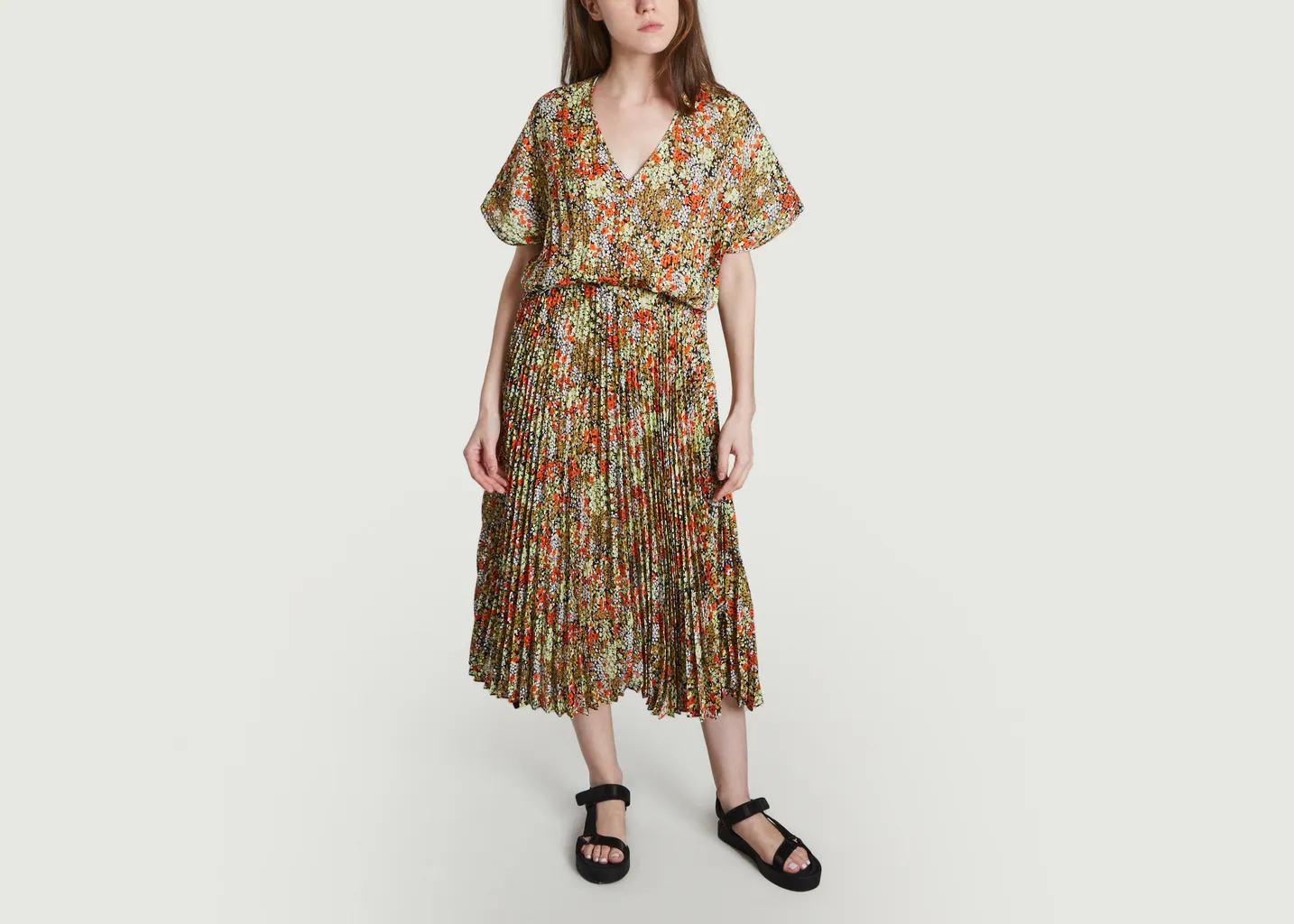 Robe longue plissée motif fleuri Andorothe Samsoe Samsoe