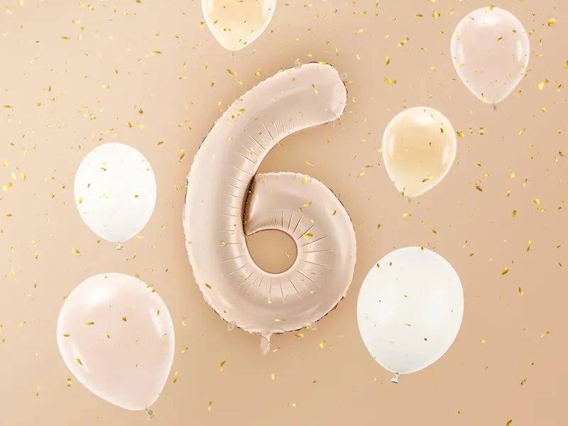 6 Jaar Cijfer Ballon Beige Glans Leeg 72cm