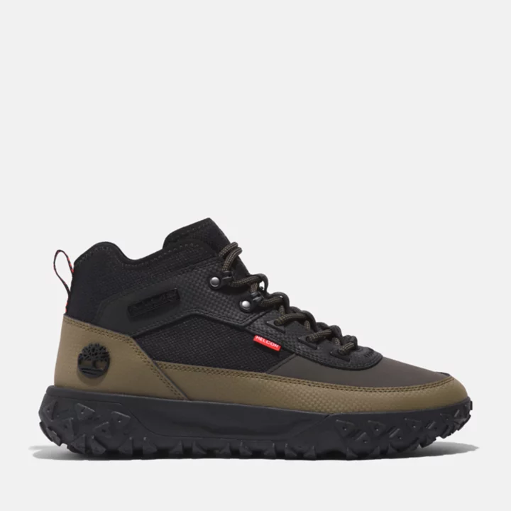 Sapato Oxford Greenstride Motion 6 em couro, cor preta/verde.