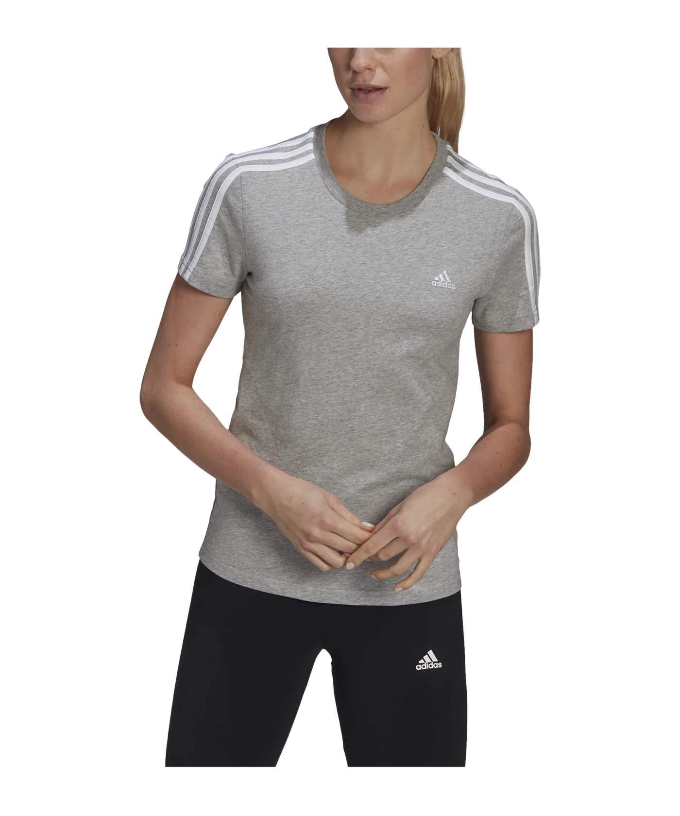 adidas Essentials Slim T-Shirt Damen Grau Weiss
