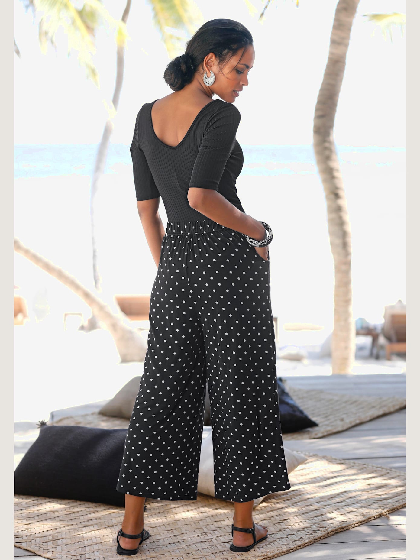 Jupe culotte pantalon d'été 7/8 avec ceinture élastique