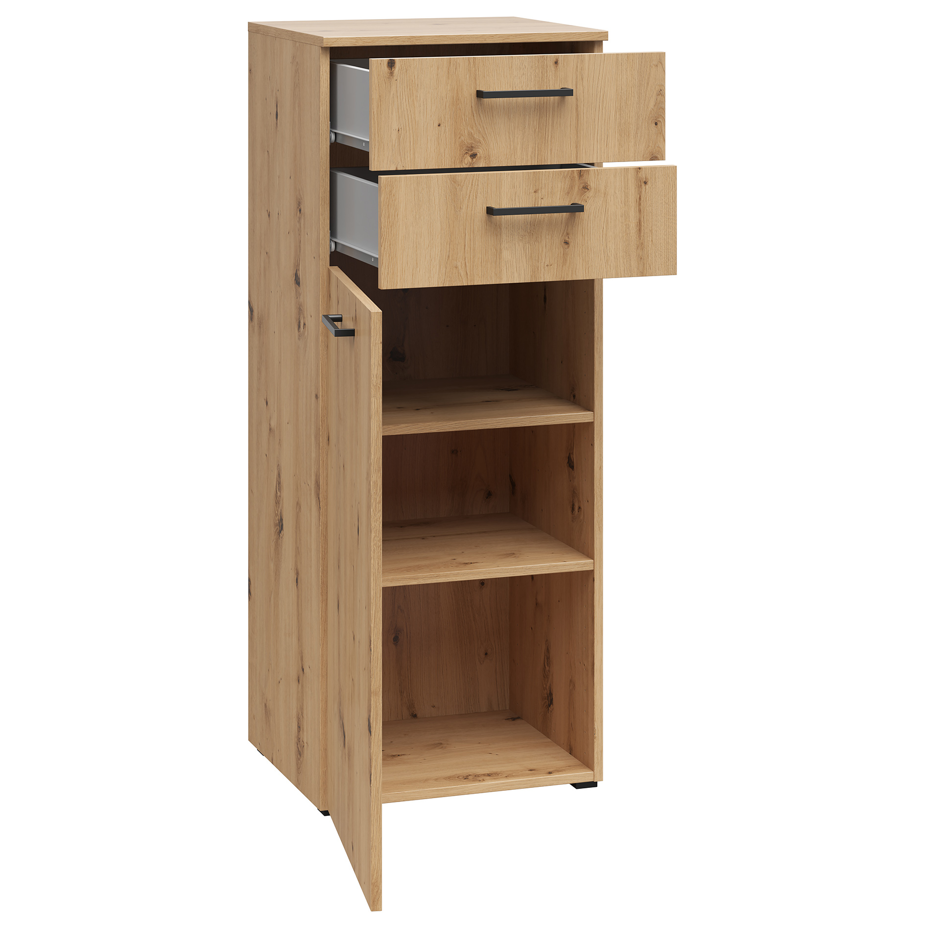 Kommode - Artisan Eiche - eine Tür - 2 Schubkästen - 45 cm