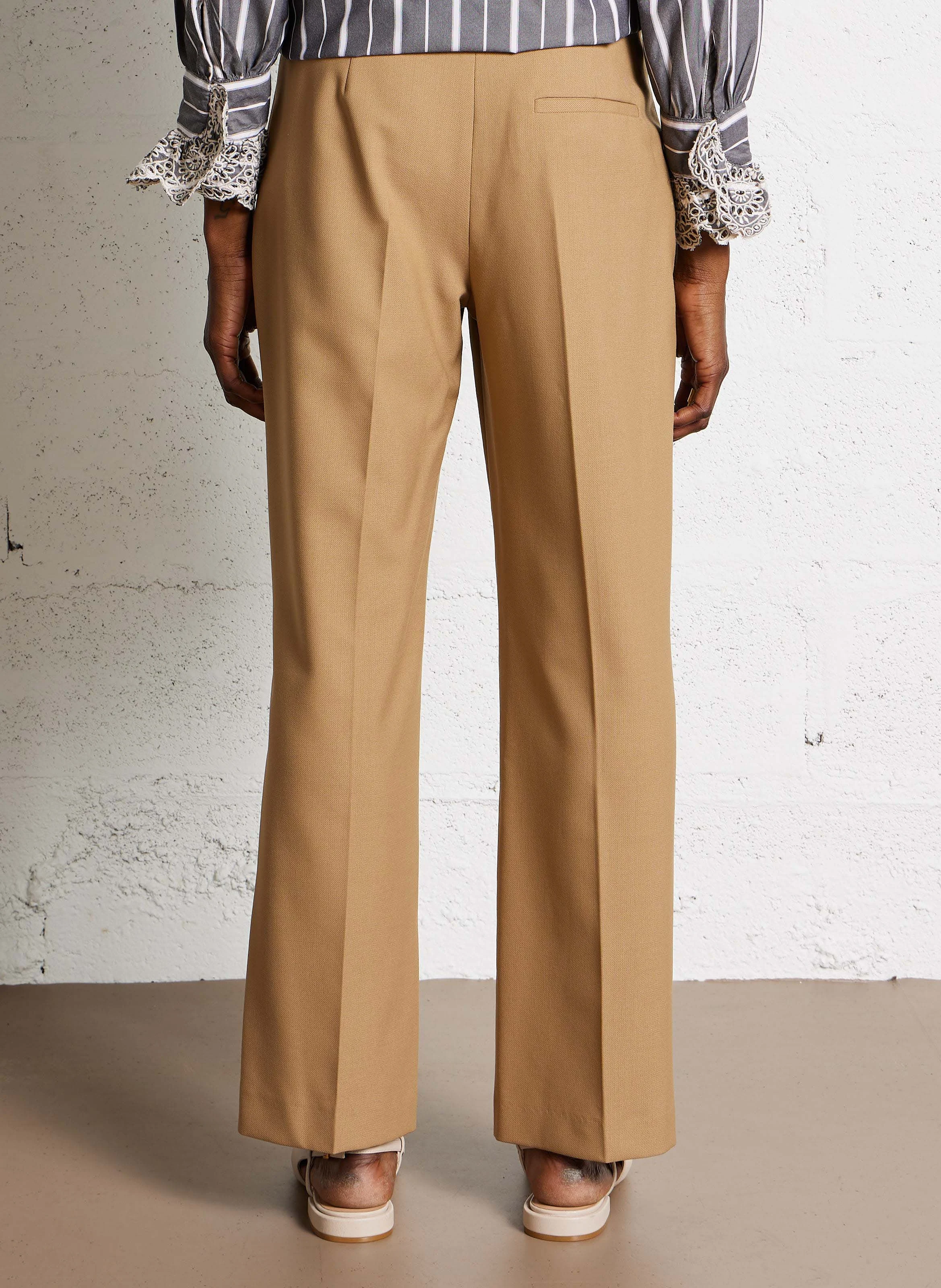 CHLOTILDE - Pantalon droit à plis| Beige