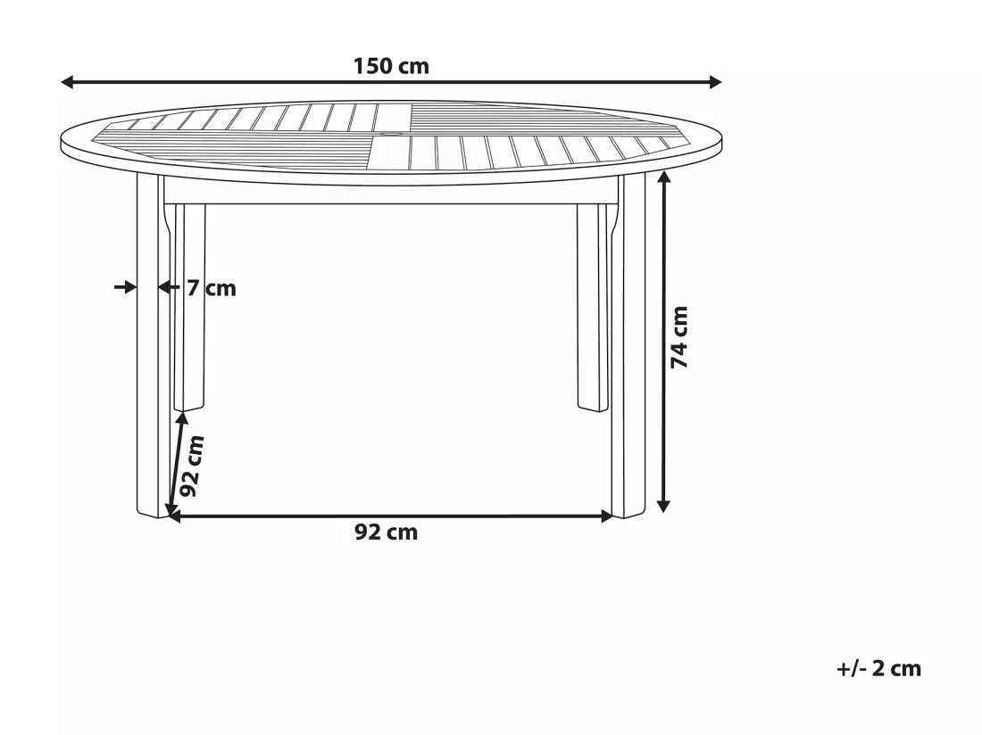 Table de salle à manger de jardin TOLVE 150 cm 150 cm Acacia Marron