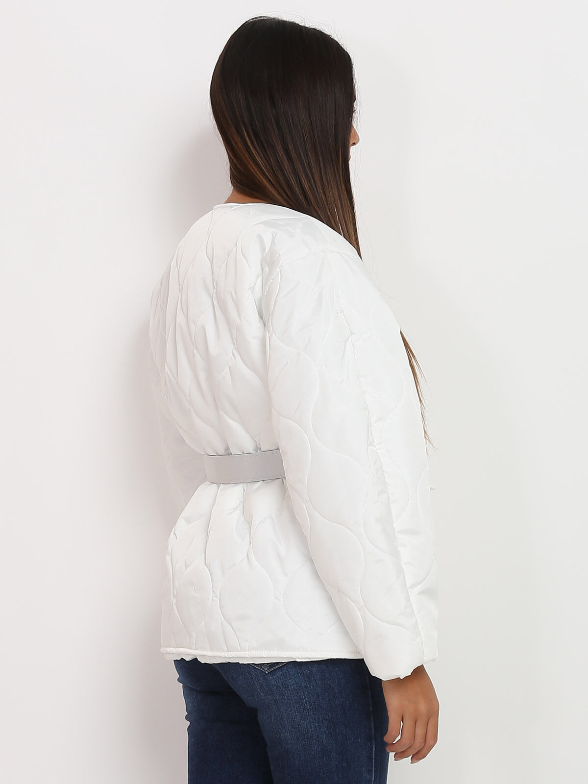 Veste matelassée ceinturée- Blanc