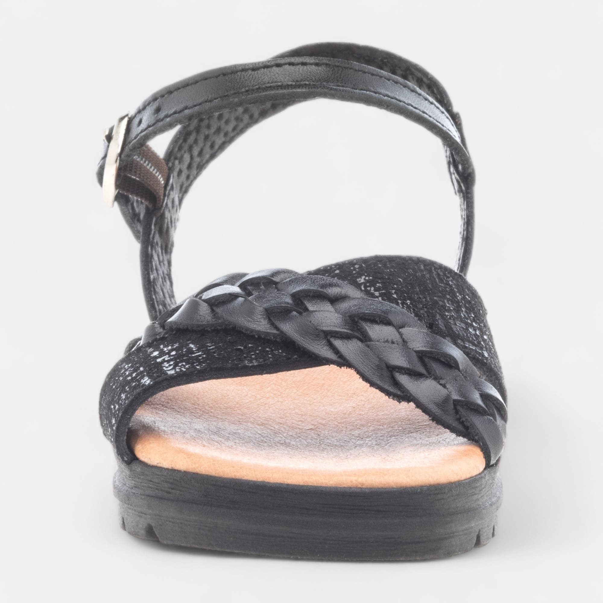 Sandales Fille en cuir noir
