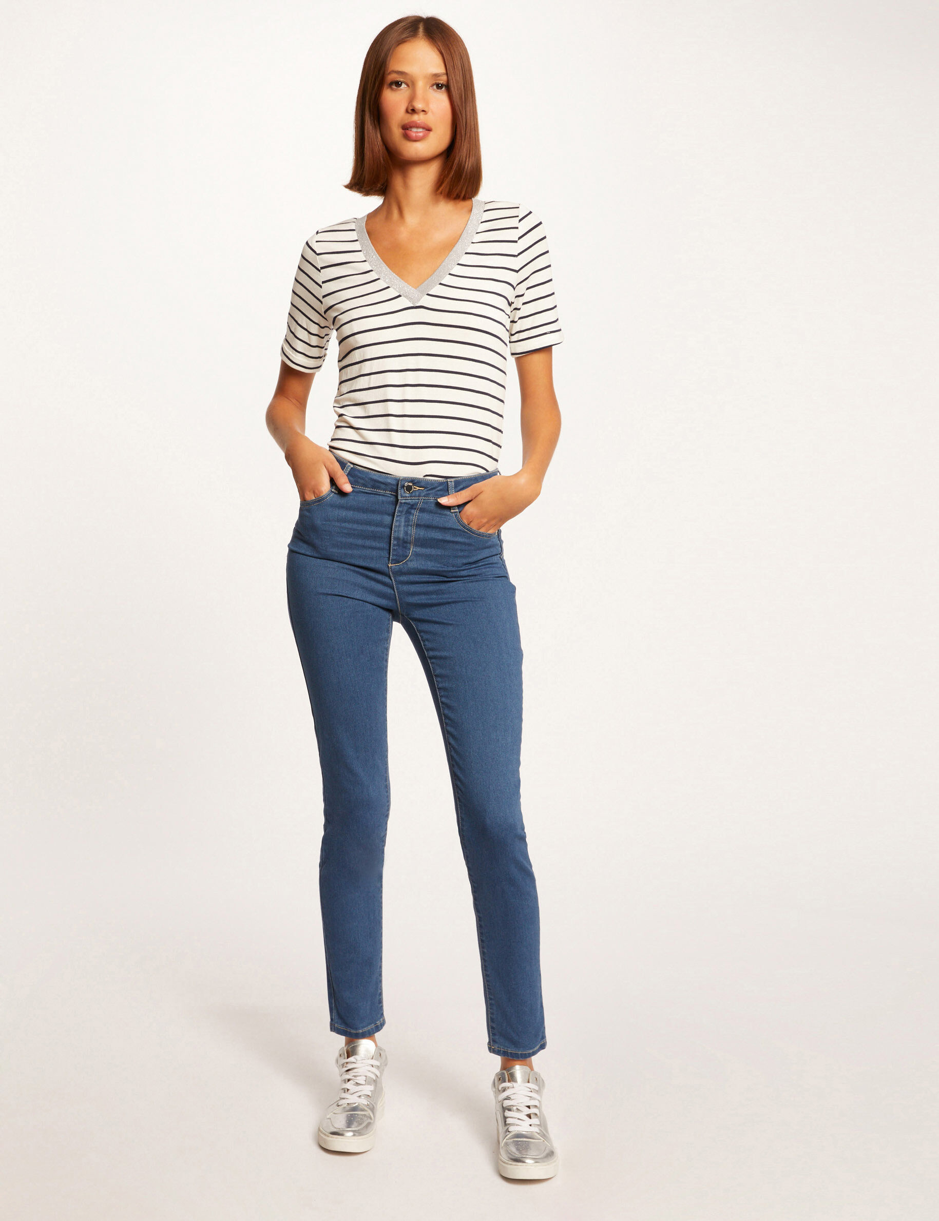 T-shirt manches courtes à rayures multico femme - multico