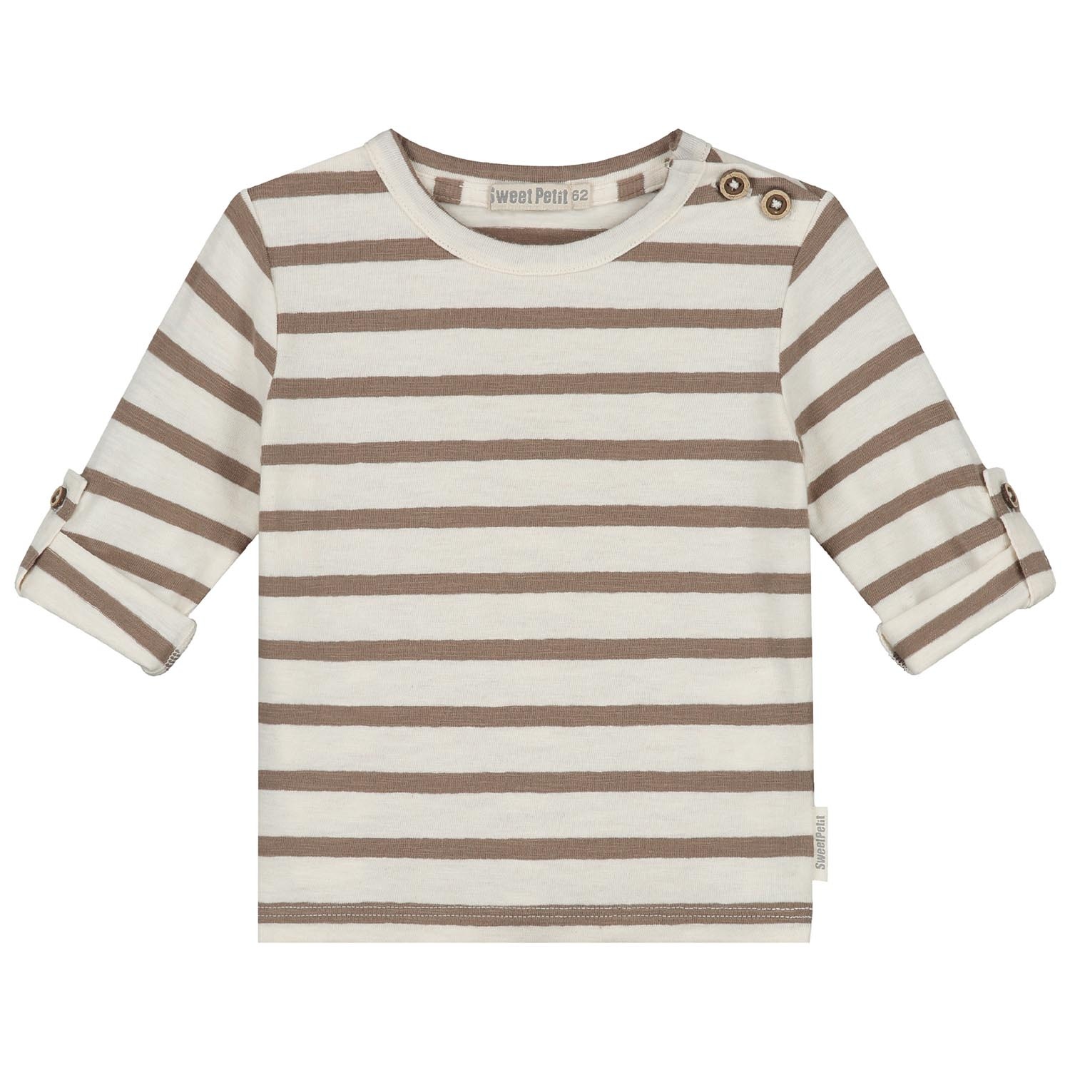Sweet Petit baby shirt Jens lange mouwen strepen taupe