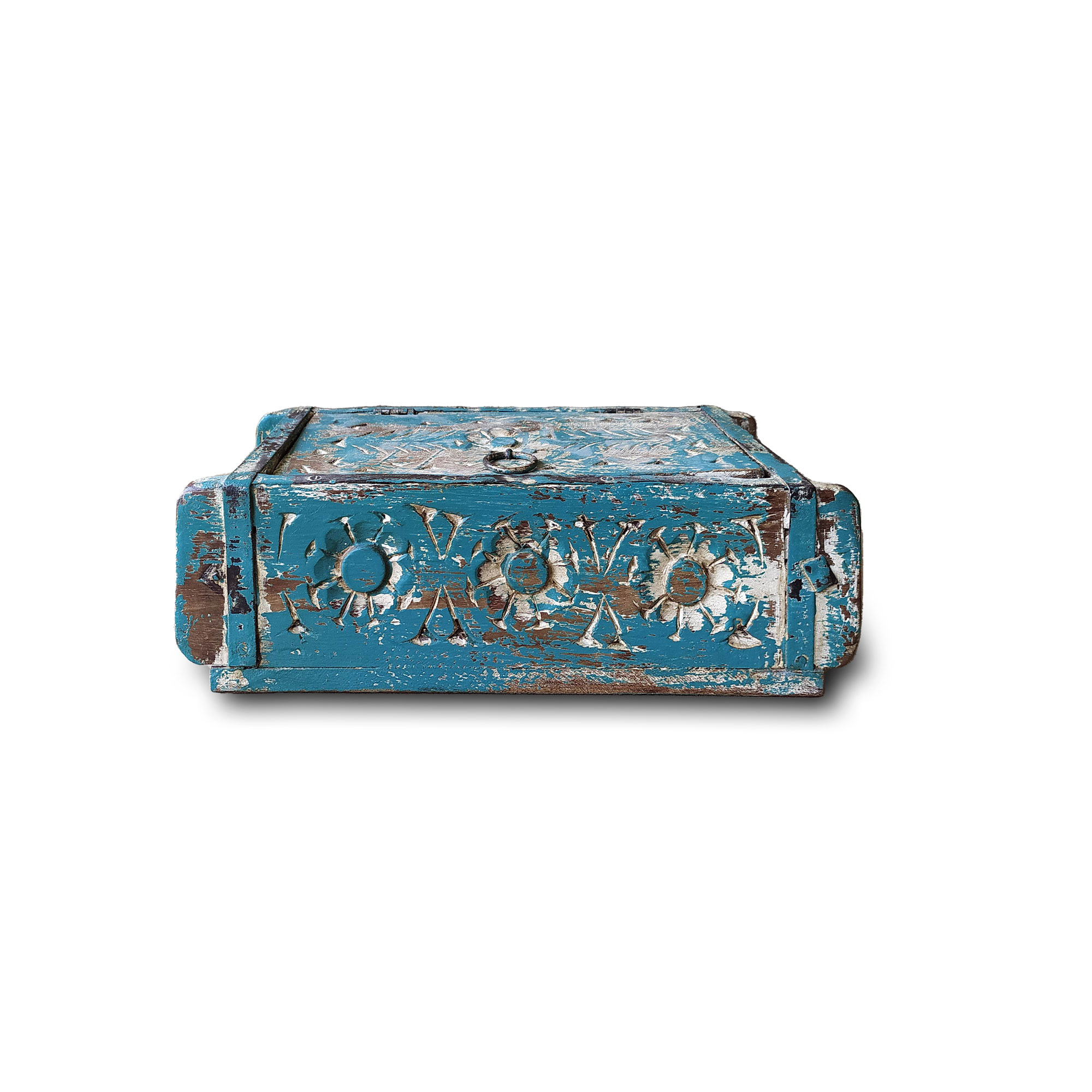 Holzschatulle aus Backsteinform, blau, B 32 cm, T 15 cm, H 9 cm von fischer's lagerhaus