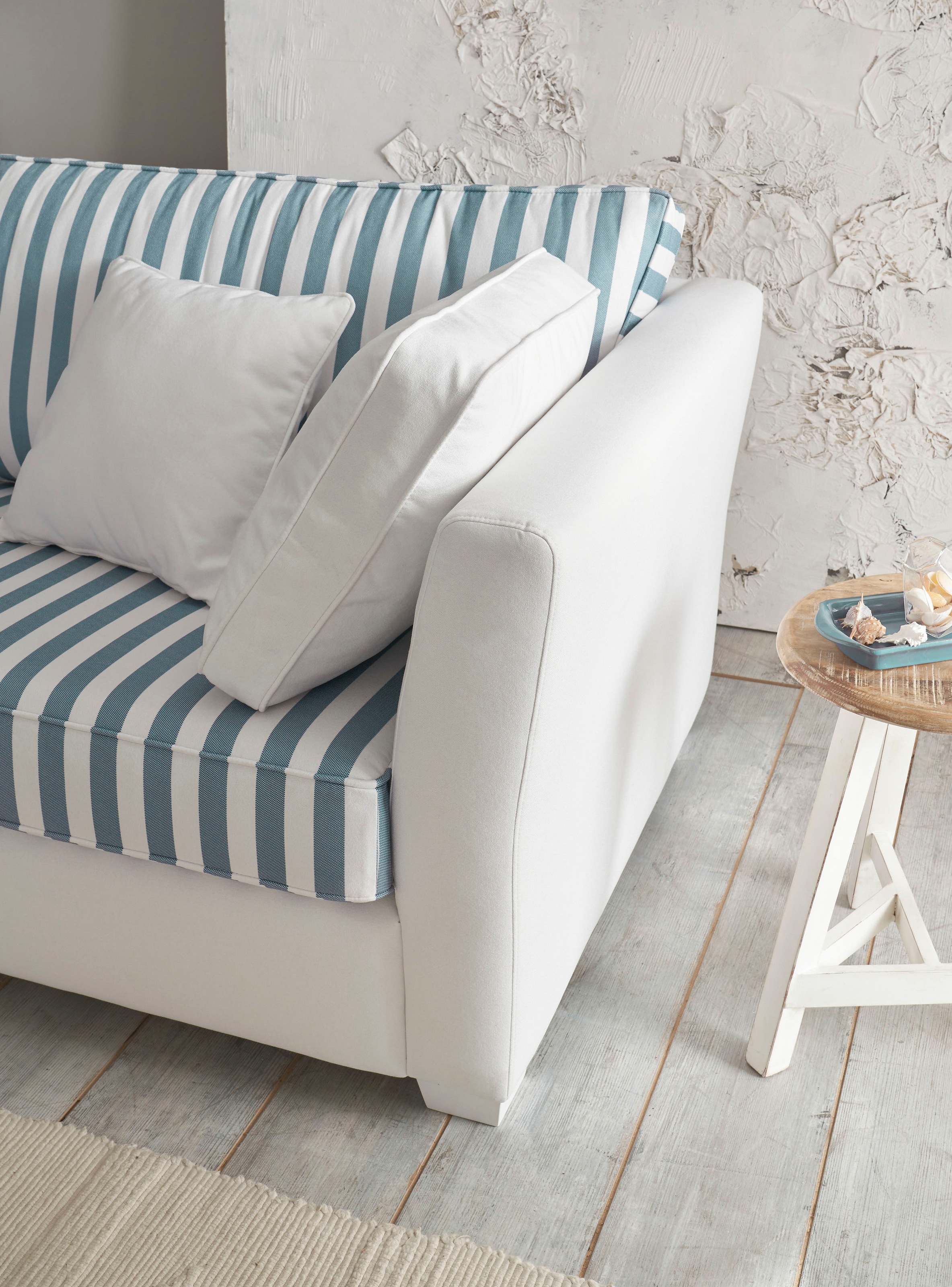 Home affaire Sitzgruppe »CALIFORNIA« 2 Stk. tlg. maritimer Landhausstil, Sessel mit passenden Hocker 65x65 cm