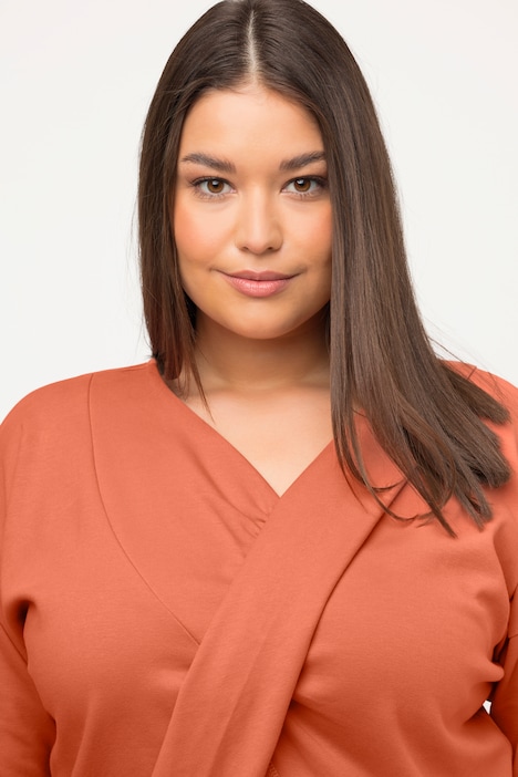 Yoga-Shirt, drapiert, V-Ausschnitt, Langarm, Biobaumwolle