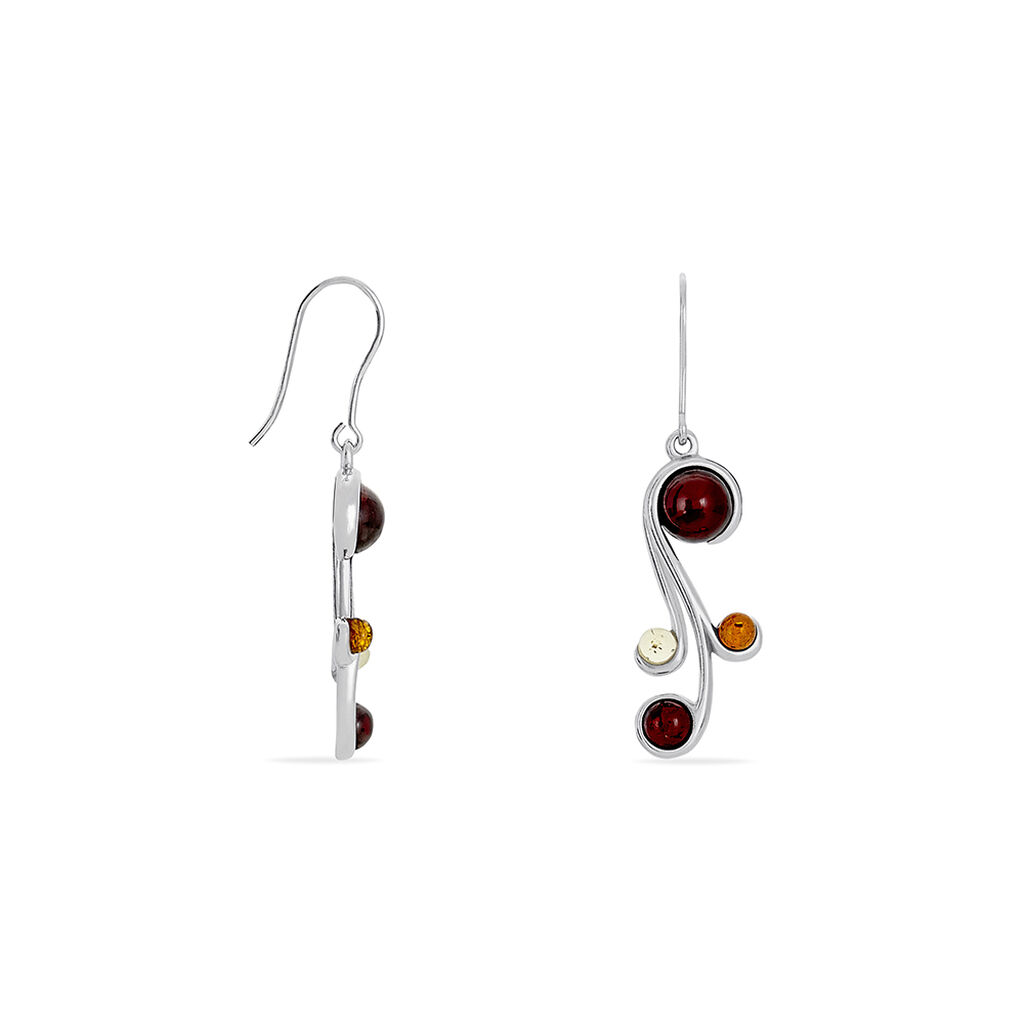 Boucles D'oreilles Pendantes Alexa Argent Blanc Ambre