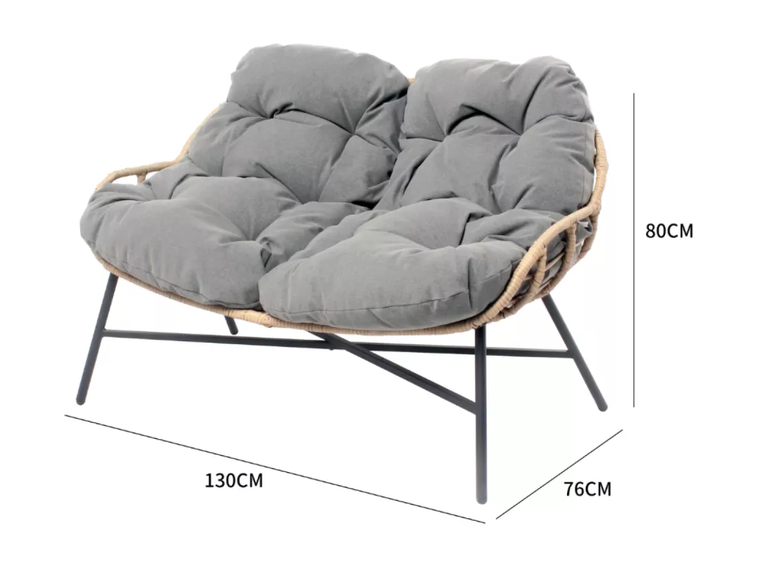 Salon de jardin 4 places canapé + fauteuils gris foncé EVORA
