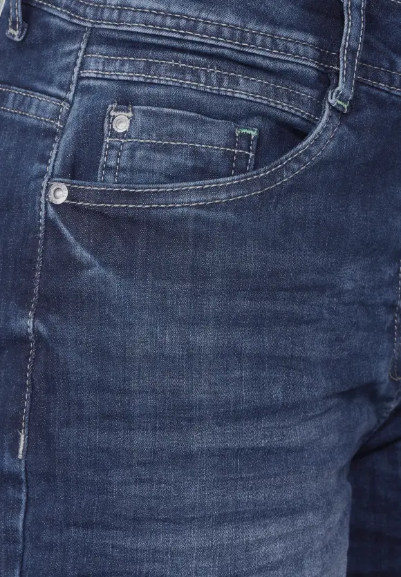 Loose Fit Jeans - mid blue used wash
