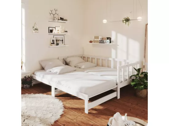 Lit coulissant Blanc 2x(90x200) cm Bois de pin massif