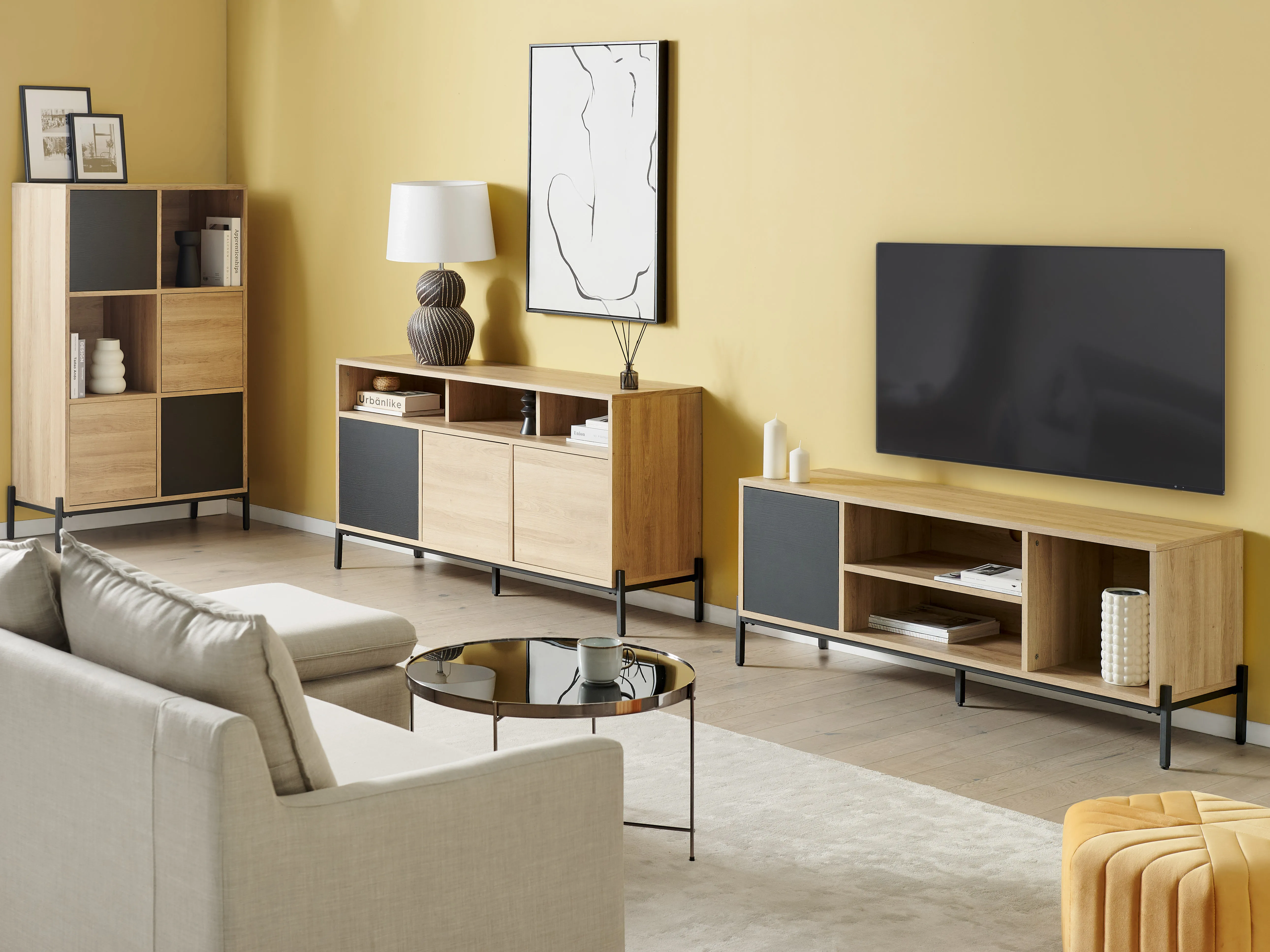 Kast MOINES Bruin/zwart