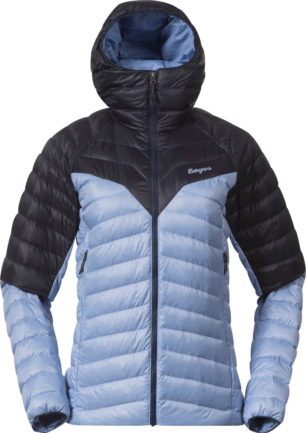 Tind Light Down Jacket Hood Dame Blueberry Milk/Navy Blue