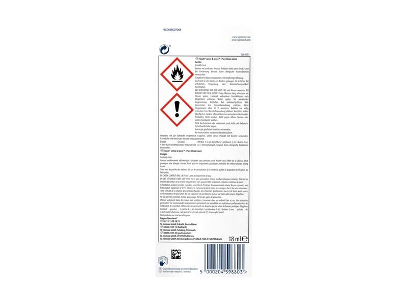 Glade Sense & Spray Pure Clean Linen Nachfüller 18 ml Automatischer Lufterfrischer