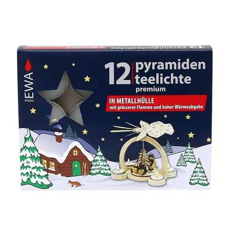 Sigro 12er Set Pyramiden-Teelichte mit großer Flamme für Teelichtpyramiden 4 x 4 x 1,7 cm