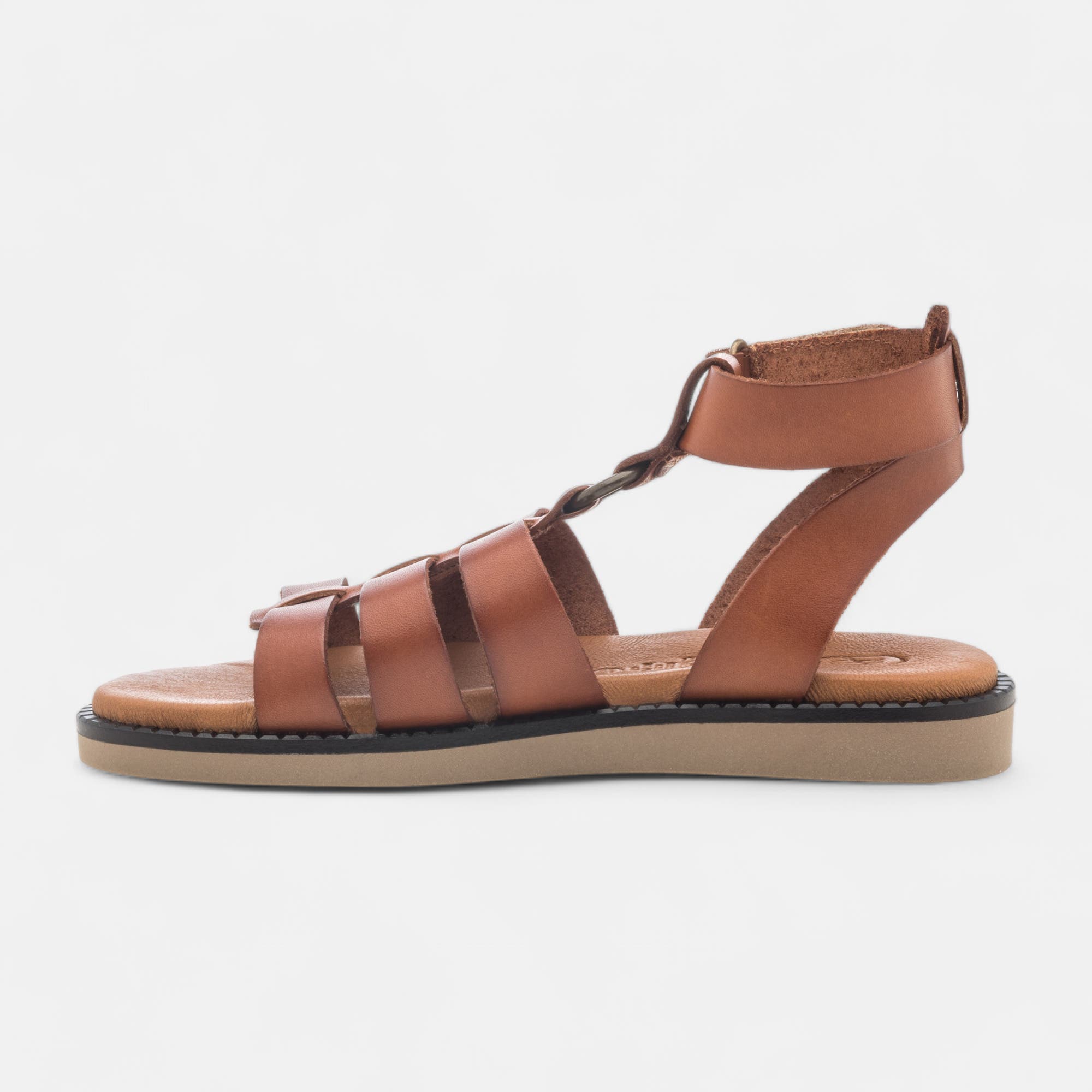 Sandales Femme en cuir cognac