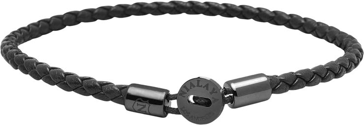 Nialaya Men's Braided Lux Leather Bracelet Black