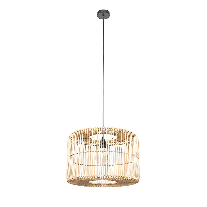 Oosterse hanglamp zwart met rotan kap - Maud