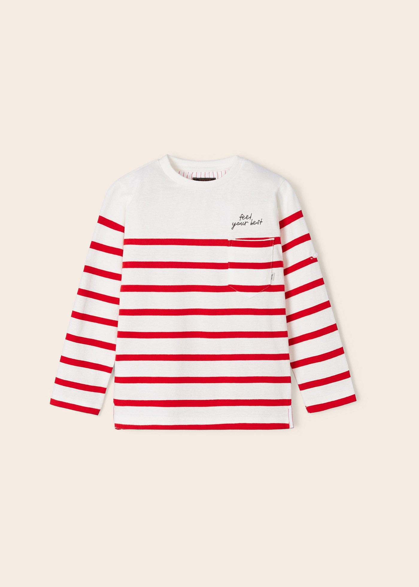 Camiseta de manga comprida estampada em algodão para meninos
