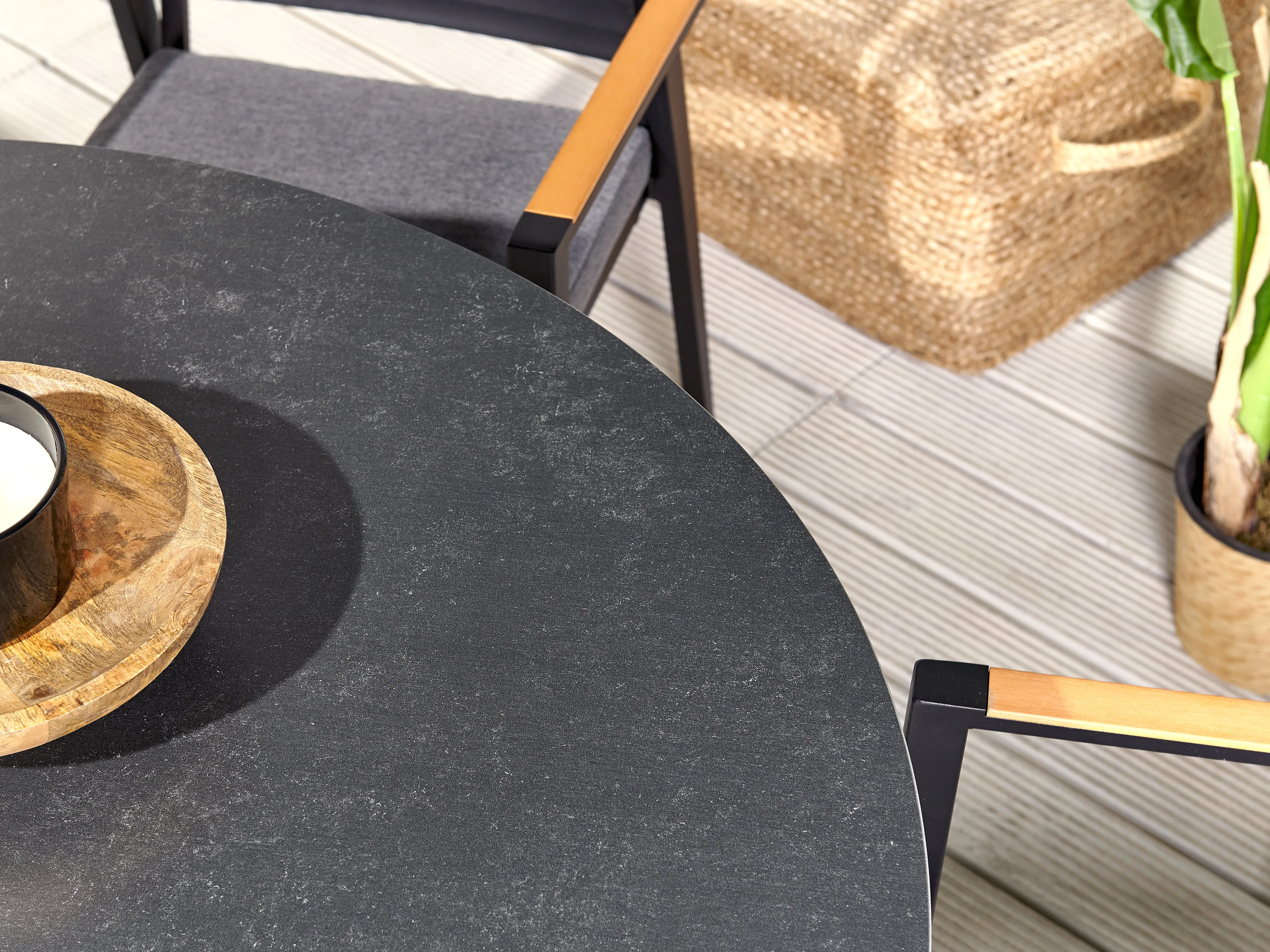 Tuin eettafel MALETTO 120 cm 120 cm Glas Zwart