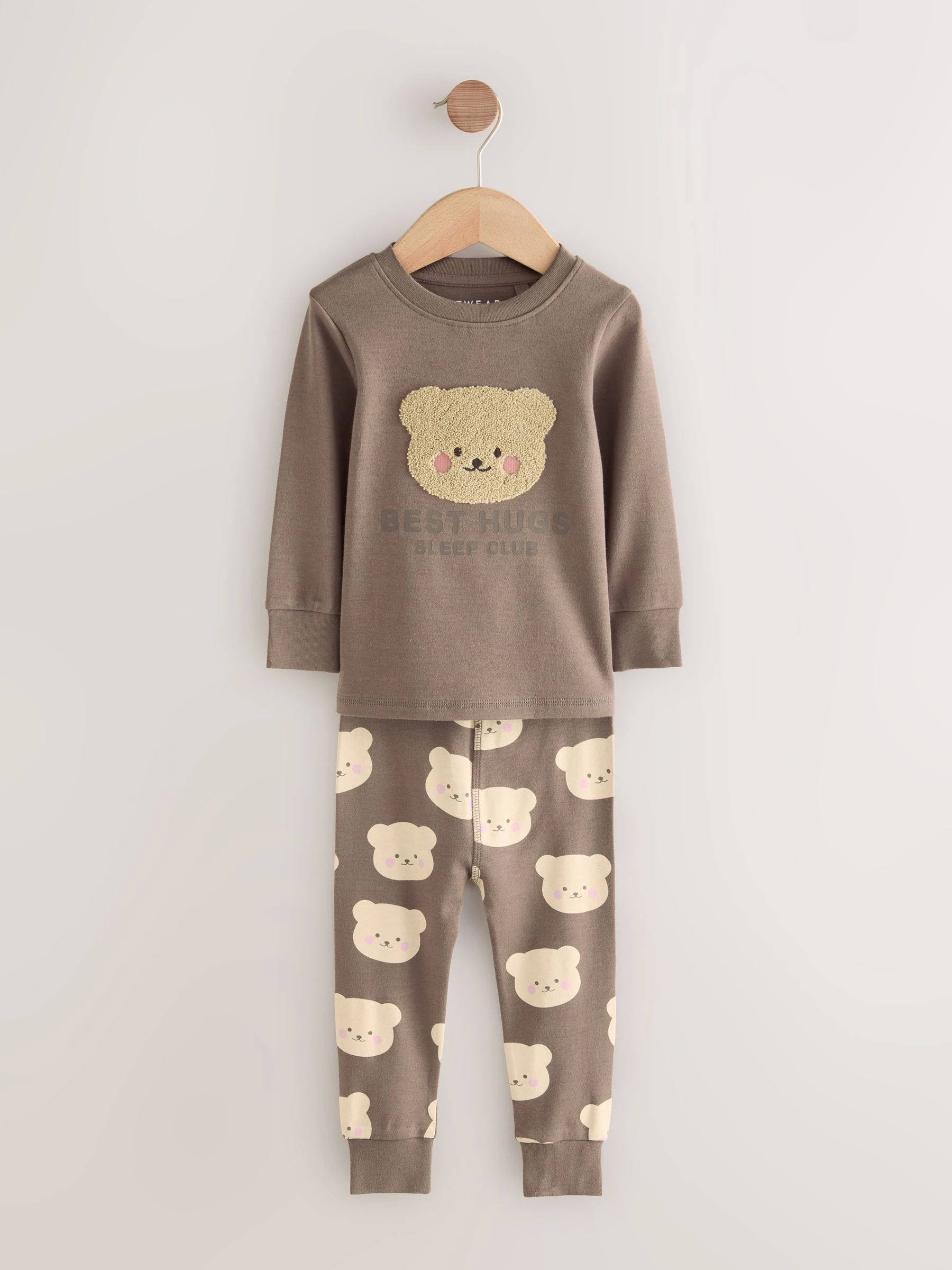 Bruin met beer/Ster - Verpakking van 3 knusse pyjama's (9 mnd-9 jr)