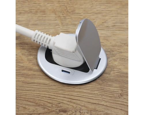 Inbouw-tafelcontactdoos, 1x geaard, 1x USB-C, 1,5 m kabel