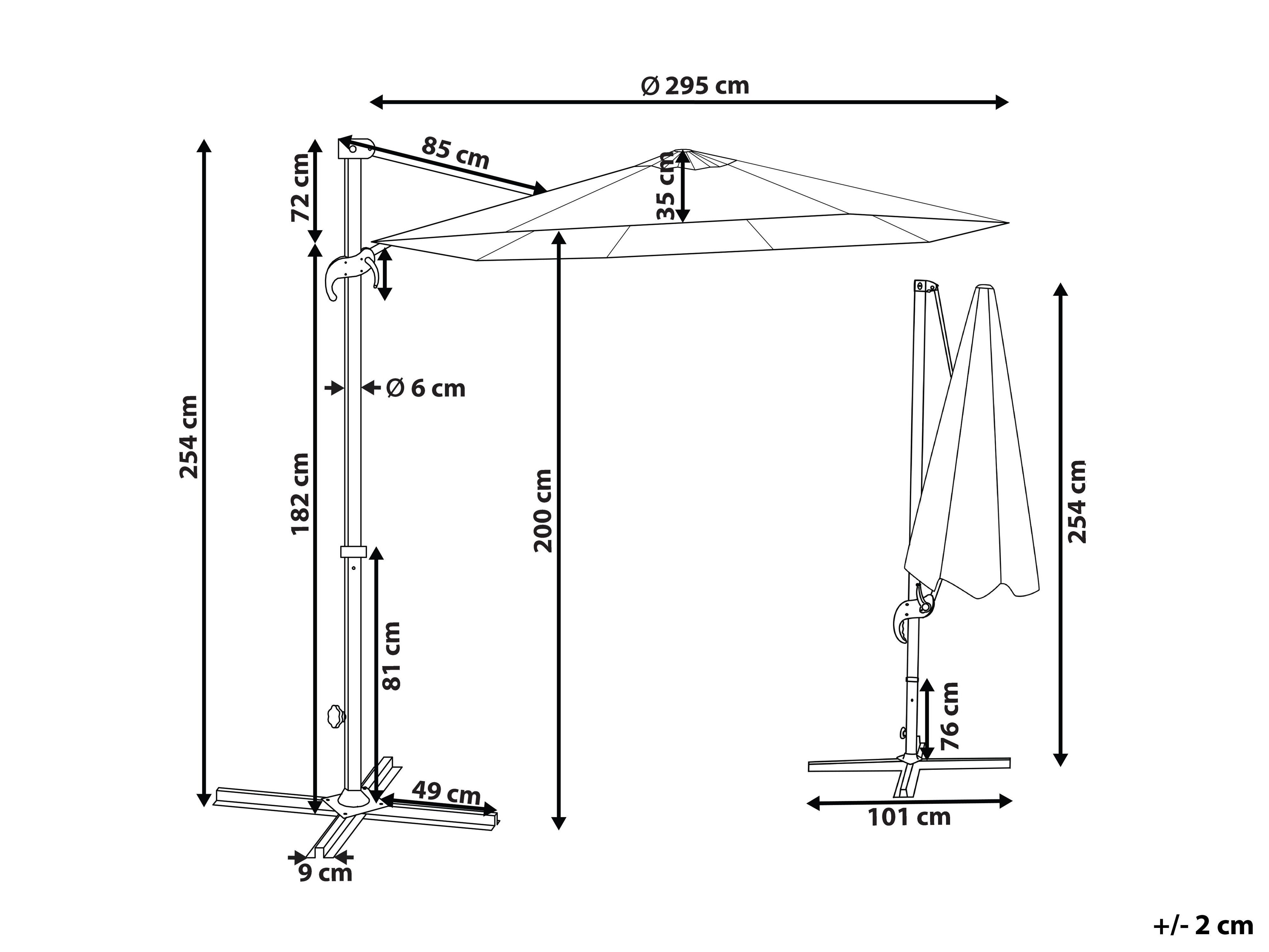 Zweefparasol 295 cm SAVONA II Taupe