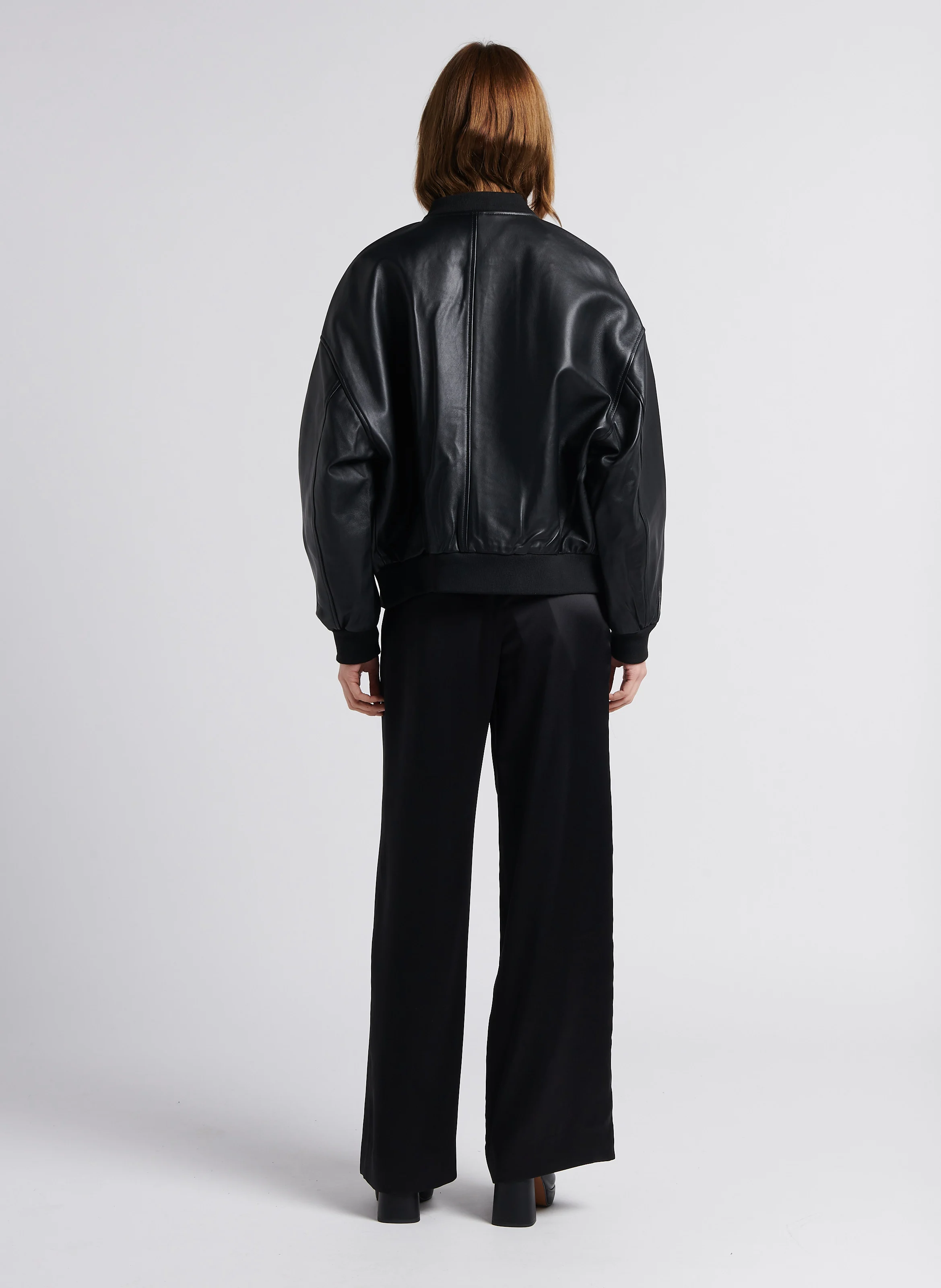 SANA - Blouson oversize en cuir | Noir