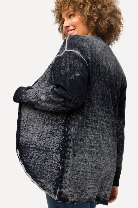 Strickjacke, hellere Kanten, A-Linie, Rollkanten
