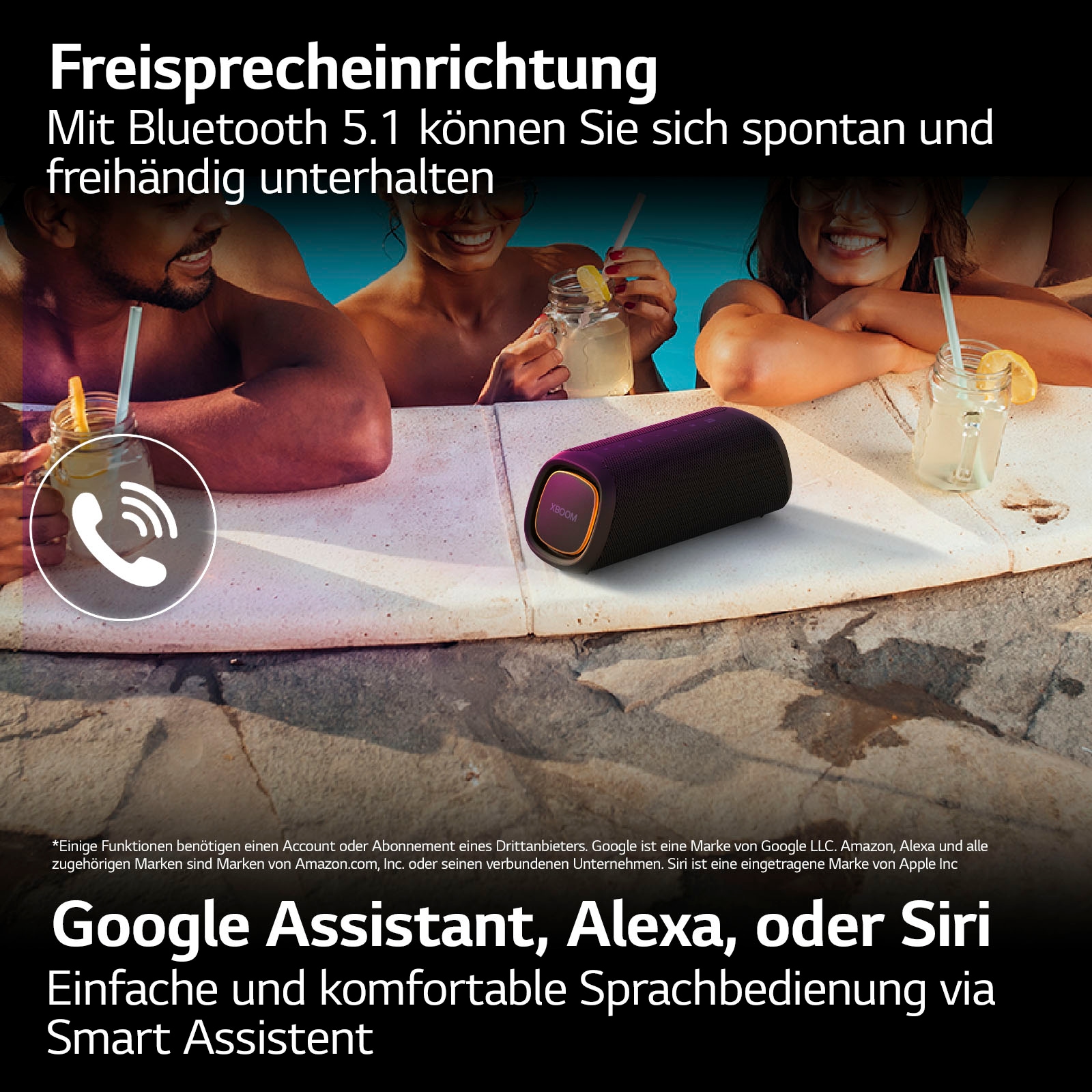 LG Lautsprecher »XBOOM Go DXG7« 1.0 (Bluetooth App-Steuerung | Bassregelung | Beleuchtungseffekte | Equalizer | Multipoint Anbindung | Sprachsteuerung | Wireless Party Connect 40 W)