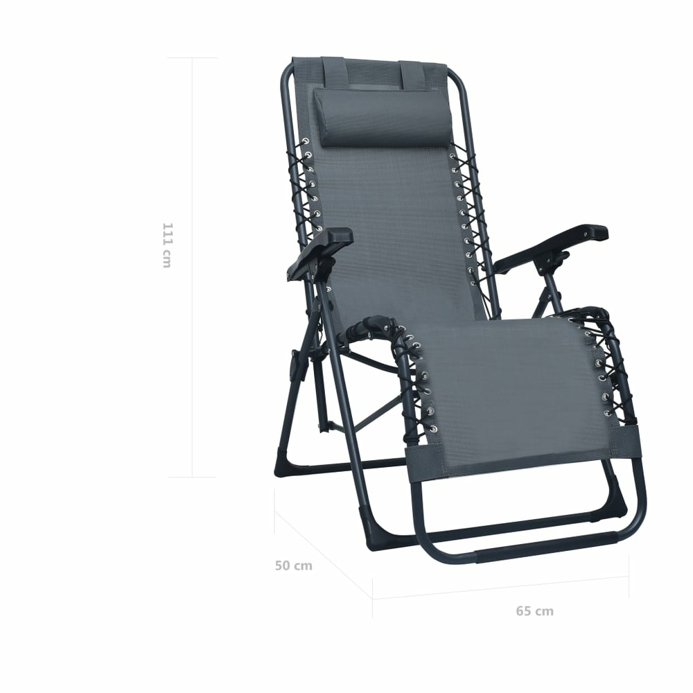 Chaise pliable de terrasse textilène gris