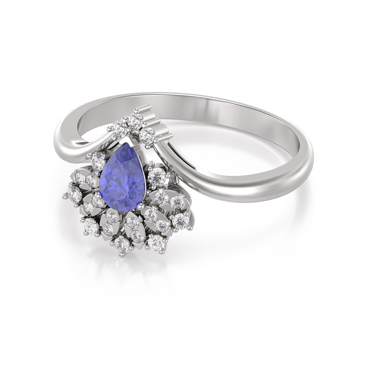 Bague ADEN Tanzanite et diamants sur Argent 925 3.6grs