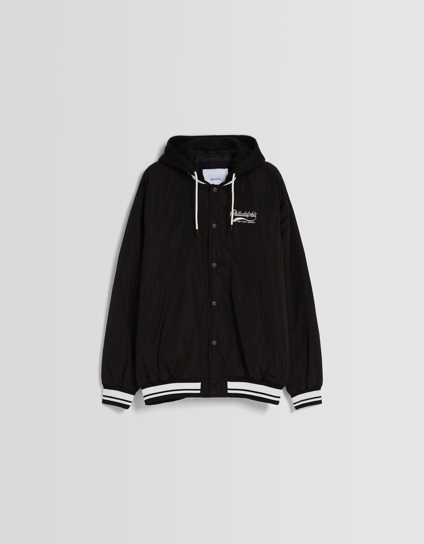 Jaqueta bomber puffer com capuz