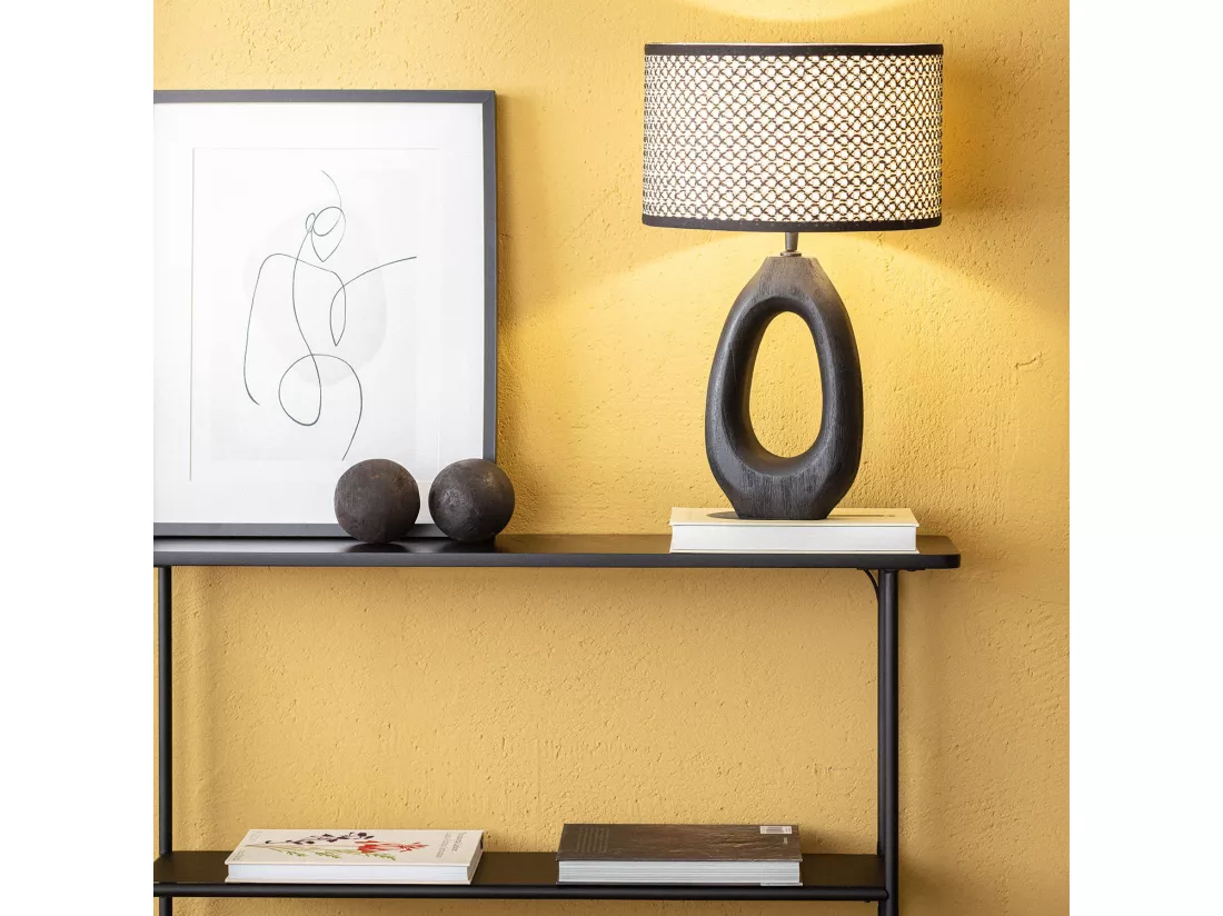 Lampe à Poser en bois Black Darshan ILUZZIA Naturel / Noir