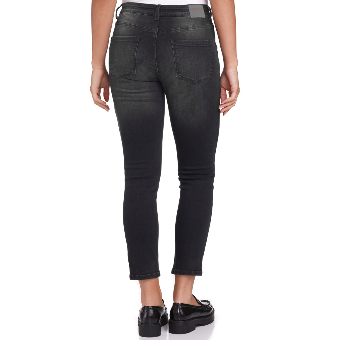 Gina Benotti Damen Slim-Jeans mit Used-Waschung schwarz