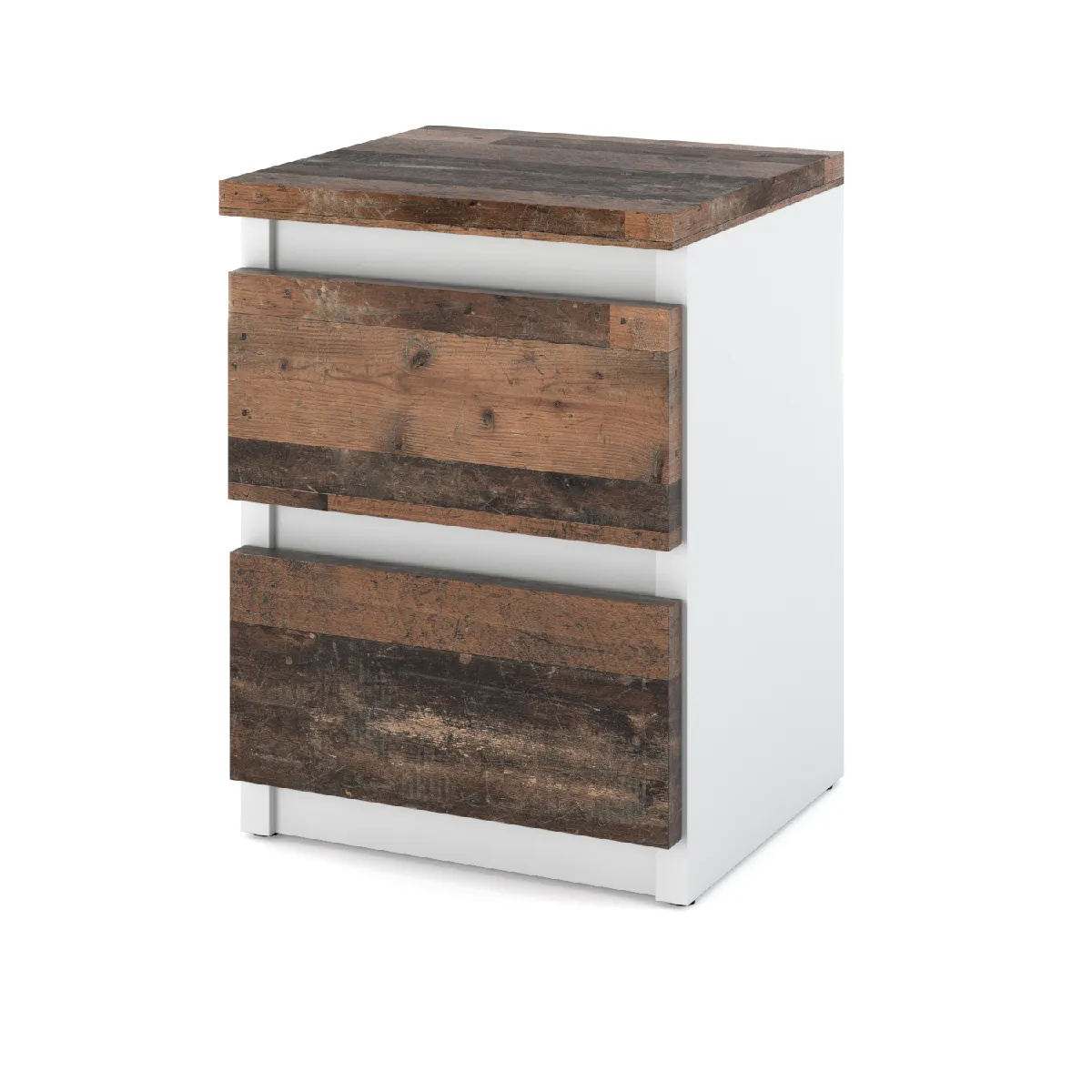 Table de chevet - Blanc - 2 tiroirs - Vintage