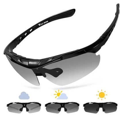 Lunettes de  vélo anti-UV avec verres teintés - noir
