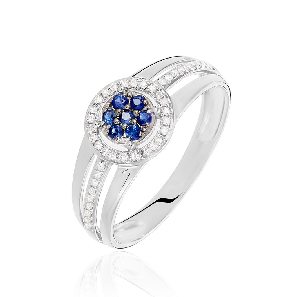 Bague Lise-laure Or Blanc Saphir Et Diamant