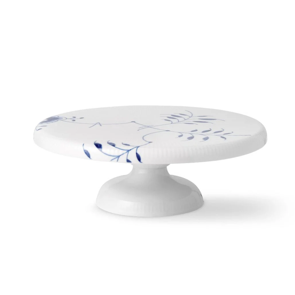Royal Copenhagen  Blå Mega riflet fad på fod - Ø29,5 cm.