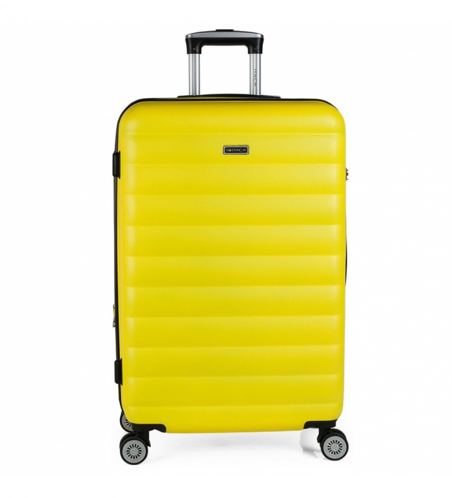 Mala de viagem grande com 4 rodas ITACA 71270 Amarela - 68 x 47 x 30 cm -