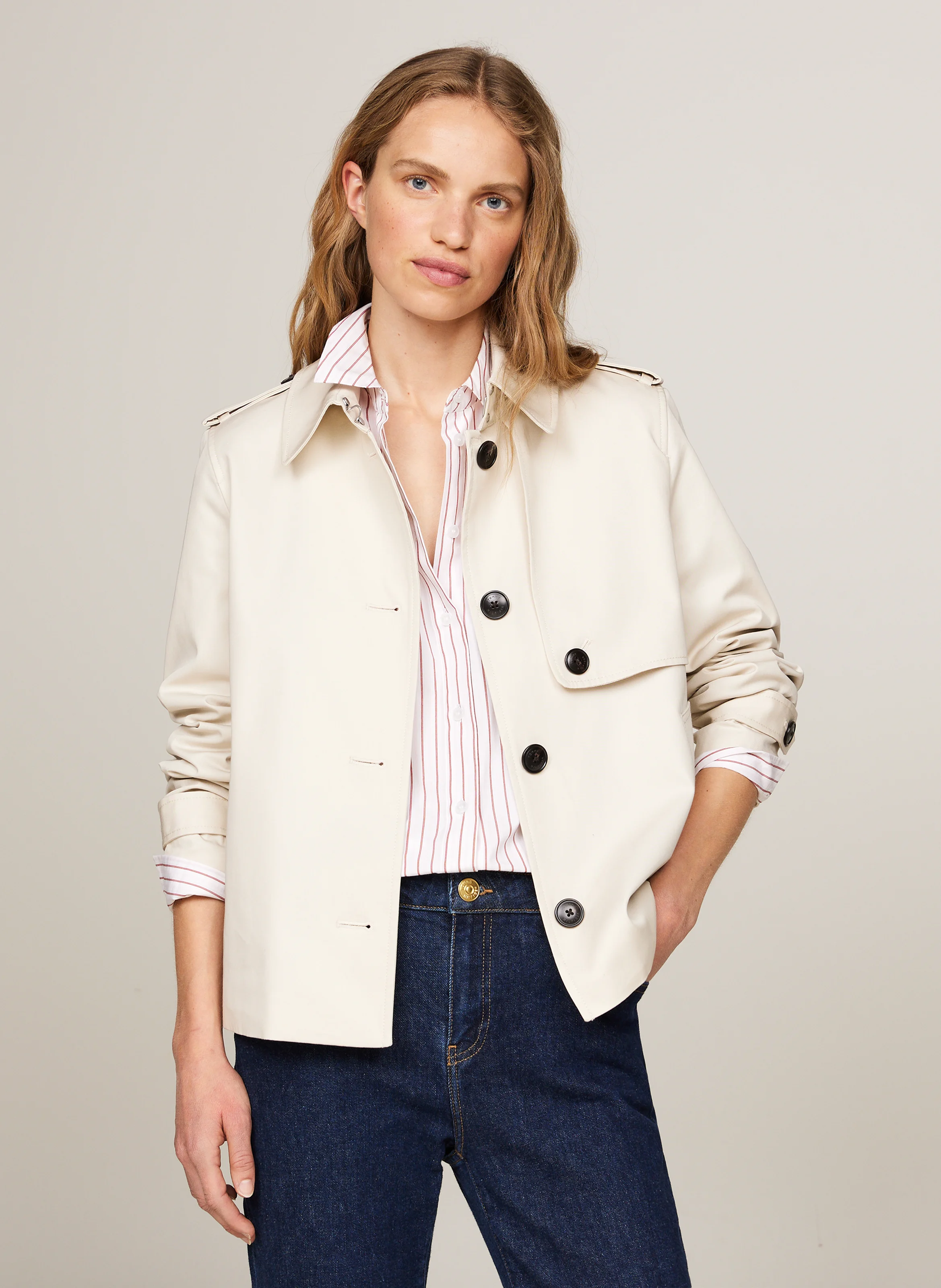 Trench court en coton bio | Beige