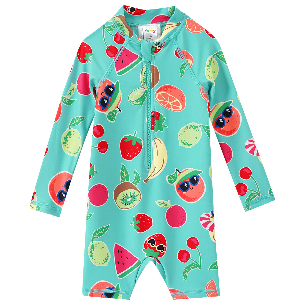 Famy Baby UV-Badeoverall und Badekappe im Set helltürkis