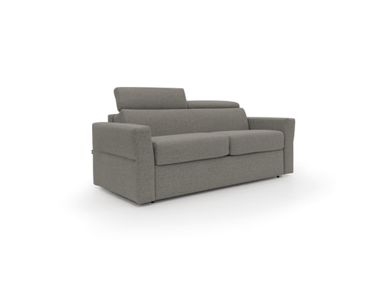 DIVANI.STORE - Canapé lit avalon matelas h18 cm taupe 2 places