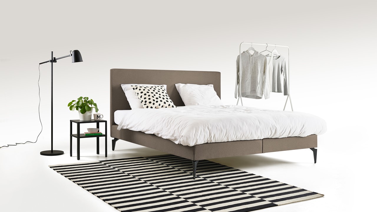 Boxspring Cisano met Silver Pocket Deluxe Foam matras taupe