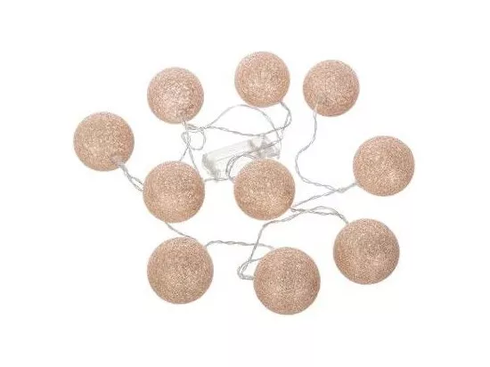 Guirlande LED - 10 boules - D 6 cm - Doré