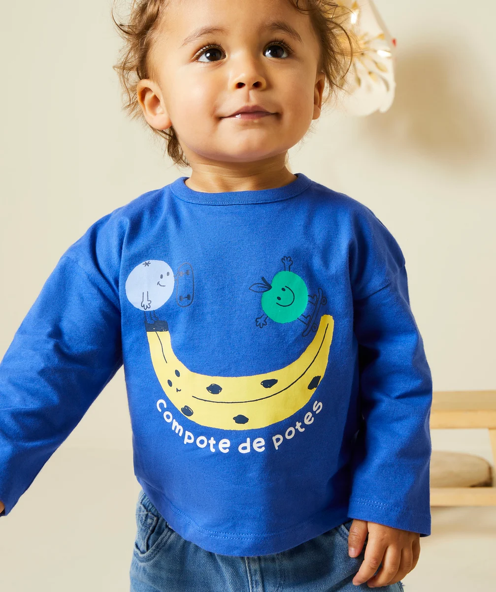 T-SHIRT BÉBÉ GARÇON EN COTON BIO BLEU AVEC FRUITS